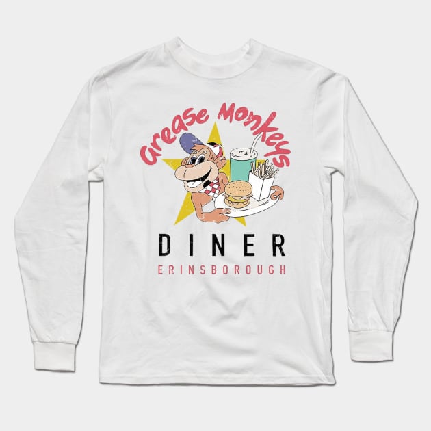 Neighbours Grease Monkeys Diner Distressed Logo Long Sleeve T-Shirt by HDC Designs